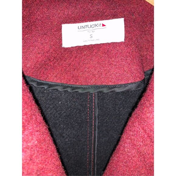 UNTUCKit Vera Double Breasted Wool Blend Vest in Burgundy Red Size S - Picture 7 of 10
